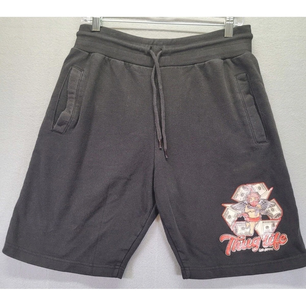 Game Changers Thug‎ Life Graphic Shorts Mens Medium Black Money Angel Streetwear